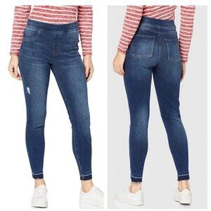 Spanx Distressed Ankle Skinny Jeans Raw Hem Stretchy Denim Shaping Size M